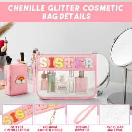 Hillban 2 Pcs Big Sister Gifts from Sister Chenille Letter Bags Preppy Makeup Cosmetic Bag Clear Toiletry Travel Pouch PVC Waterproof Purse Graduate Gift for Friends Women Birthday Souvenir Hillban 2 Pcs Big Sister Gifts from Sister Chenille Letter Bags Preppy Makeup Cosmetic Bag Clear Toiletry Travel Pouch PVC Waterproof Purse Graduate Gift for Friends Women Birthday Souvenir