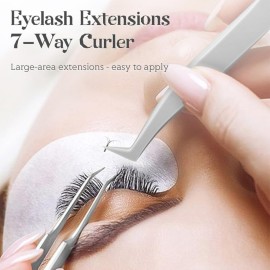 Glomora 4pcs Lash Tweezer, Stainless Steel Curved Pointed Craft Tweezer, for Eyelash Extensions, Nail Art, DIY Crafts, and Scrapbooking