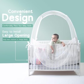 Baby Crib Tent to Keep Baby from Climbing Out - Breathable Cotton Mesh - Locking Zippers - Pop-Up Crib Canopy Net - Safe Anti-Climb Crib Cover - Izybu Crib Tent - Fits Standard 52 Cribs