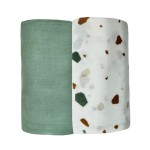 Leyl&Ari Muslin Swaddle Baby Blanket | 100% Organic Cotton Recieving Wrap (47X47, Sage Set)