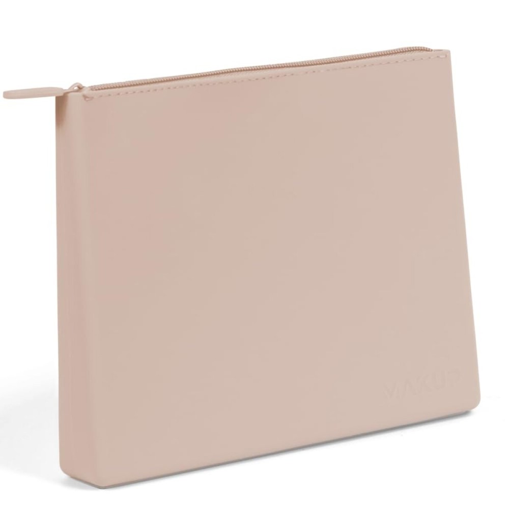 MAKUP Silicone Makeup Bag with Zipper, Washable Bag for Travel, Perfect for Organizing Cosmetics, Brushes, Tools and Toiletries (Nudist)