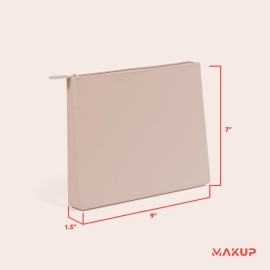 MAKUP Silicone Makeup Bag with Zipper, Washable Bag for Travel, Perfect for Organizing Cosmetics, Brushes, Tools and Toiletries (Nudist)