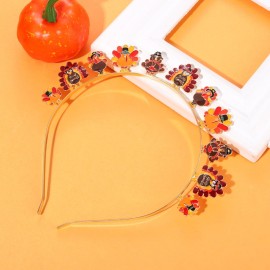 mokkia Thanksgiving Fall Headband for Women Thanksgiving Accessories Enamel Turkey Maple Leaf Pumpkin Headband Jeweled Rhinestone Hairband Autumn Fall Outfits Holiday Gifts (Thanksgiving 2)