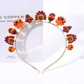 mokkia Thanksgiving Fall Headband for Women Thanksgiving Accessories Enamel Turkey Maple Leaf Pumpkin Headband Jeweled Rhinestone Hairband Autumn Fall Outfits Holiday Gifts (Thanksgiving 2)