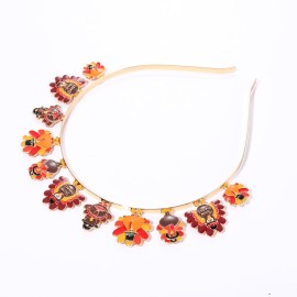 mokkia Thanksgiving Fall Headband for Women Thanksgiving Accessories Enamel Turkey Maple Leaf Pumpkin Headband Jeweled Rhinestone Hairband Autumn Fall Outfits Holiday Gifts (Thanksgiving 2)