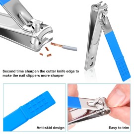 Manicure Set, Travel Mini Nail Clippers Kit Pedicure Care Tools, 10pcs Stainless Steel Grooming kit (Blue)