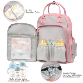 AOMAY Diaper Bag Backpack - Mommy bag for hospital, Travel backpacks, Large Capacity, Multifunctional - Baby Essentials(Pink)