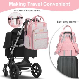 AOMAY Diaper Bag Backpack - Mommy bag for hospital, Travel backpacks, Large Capacity, Multifunctional - Baby Essentials(Pink)