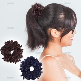 AUEAR, 2 Pack Volumizing Hair Scrunchie Headwear Tie Ring Plain Big Hairbands for Women Girls (Coffee & Navy Blue)