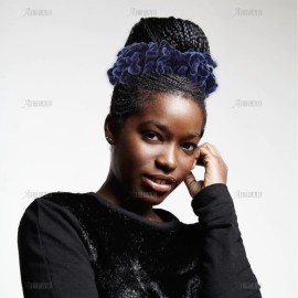 AUEAR, 2 Pack Volumizing Hair Scrunchie Headwear Tie Ring Plain Big Hairbands for Women Girls (Coffee & Navy Blue)