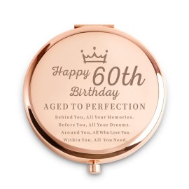 Daricano 60th Birthday Gifts for Women, Best Female Presents for 60 Year Old, Personalized Engraved Compact Mirror Gift Ideas for Her Sister Wife Aunt Friends Nana Grandma Mom