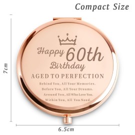 Daricano 60th Birthday Gifts for Women, Best Female Presents for 60 Year Old, Personalized Engraved Compact Mirror Gift Ideas for Her Sister Wife Aunt Friends Nana Grandma Mom