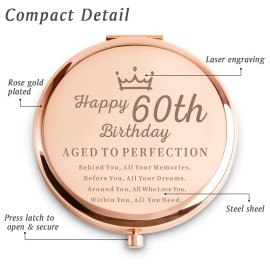 Daricano 60th Birthday Gifts for Women, Best Female Presents for 60 Year Old, Personalized Engraved Compact Mirror Gift Ideas for Her Sister Wife Aunt Friends Nana Grandma Mom