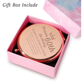 Daricano 60th Birthday Gifts for Women, Best Female Presents for 60 Year Old, Personalized Engraved Compact Mirror Gift Ideas for Her Sister Wife Aunt Friends Nana Grandma Mom
