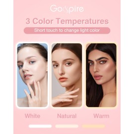 Gospire Ultra-Slim Lighted Travel Makeup Mirror with Lights and Magnification, Rechargeable 3X Magnifying Mirror with 3 Light Colors & Adjustable Brightness, LED Compact Mirror for Purses - Pink