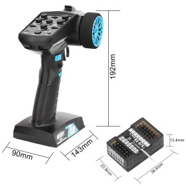 NEEBRC 7 Channels RC Transmitter with Receiver Built-in Light Control System and 12LED Light Set, 2.4GHz Radio Remote Controller for RC Car Crawler Truck Racing Buggy Off Road On Road Boat Tank(Blue)