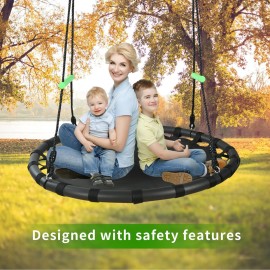 TBMLC 40 inch Diameter Saucer Swing - 1 Inch Diameter&1MM Thick Sturdy Steel Frame with Thick Foam Pipe Cover and Durable PP Mat - Perfect for Outdoor Fun and Relaxation (40 inch Diameter, Black)
