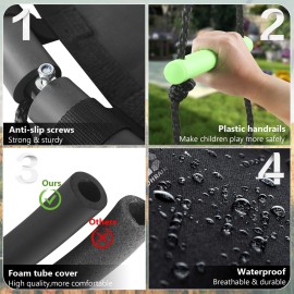 TBMLC 40 inch Diameter Saucer Swing - 1 Inch Diameter&1MM Thick Sturdy Steel Frame with Thick Foam Pipe Cover and Durable PP Mat - Perfect for Outdoor Fun and Relaxation (40 inch Diameter, Black)