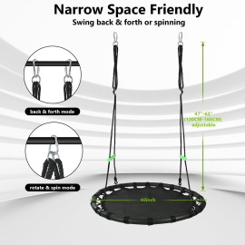 TBMLC 40 inch Diameter Saucer Swing - 1 Inch Diameter&1MM Thick Sturdy Steel Frame with Thick Foam Pipe Cover and Durable PP Mat - Perfect for Outdoor Fun and Relaxation (40 inch Diameter, Black)