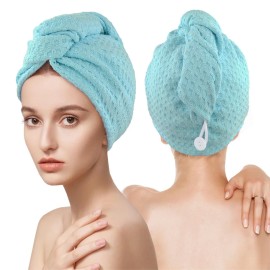 MaopaoBeauty Microfiber Hair Towel 2 Packs Hair Towel Wrap for Women Hair Drying Towel Wrap Hair Accessories for Women Girls(2Packs Green,10.6x27.5inch)