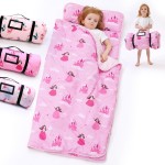 Nap Mat with Pillow Blanket Set: Princess Sleeping Mats for Toddler Kids - Thick Large Roll up Slumber Bag for Daycare Preschool Kindergarten Boys Girls