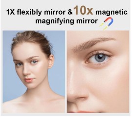 ESWU Travel Makeup Mirror with Light, Portable Folding Make Up Tabletop Mirror with 10X Magnifying Mirror Rechargable 3 Colors Light Compact Vanity Mirror with Adjustable Stand (Pink) ESWU Travel Makeup Mirror with Light, Portable Folding Make Up Tabletop Mirror with 10X Magnifying Mirror Rechargable 3 Colors Light Compact Vanity Mirror with Adjustable Stand (Pink)