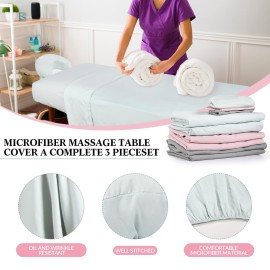Kinlop 3 Sets Microfiber Massage Table Sheet Set 3 Colors 3 Piece Set Includes Massage Flat Sheet Fitted Sheet and Massage Face Rest Cover Stain Wrinkle-Resistant(Light Pink, Light Gray, White) Kinlop 3 Sets Microfiber Massage Table Sheet Set 3 Colors 3 Piece Set Includes Massage Flat Sheet Fitted Sheet and Massage Face Rest Cover Stain Wrinkle-Resistant(Light Pink, Light Gray, White)