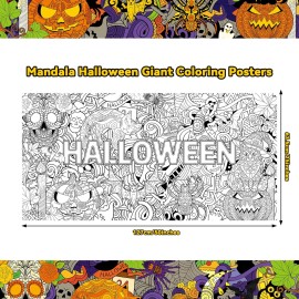 ZOIIWA Halloween Giant Mandala Coloring Posters for Kids Adult Halloween DIY Drawing Coloring Tablecloth Mandala Holiday Coloring Poster for Home School Wall Decor Drawing Games DIY Painting Crafts