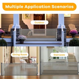 FAHKNS 177 Retractable Baby Gate, Folding Security Gates for Kids, Extra Wide Mesh Barrier Door for Dogs, Useful Safety Gates for Stair, Hallways, Kitchens, Indoor, Outdoor, Bedrooms, Grey