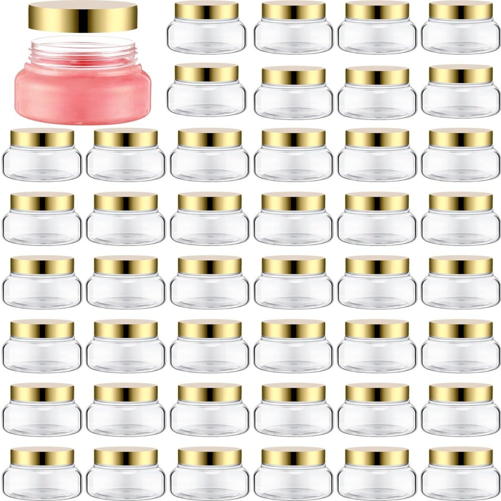Mumufy Clear Plastic Jars with Lids Round Plastic Containers Empty Travel Containers for Creams Refillable Cosmetic Jars for Lotions Body Scrub Body Butter(48 Pcs,5 oz)