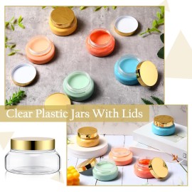 Mumufy Clear Plastic Jars with Lids Round Plastic Containers Empty Travel Containers for Creams Refillable Cosmetic Jars for Lotions Body Scrub Body Butter(48 Pcs,5 oz)