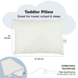 Toddler Pillow with Pillowcase - 13x18 My Little Dreamy Kids Travel Bed Pillows for Sleeping, Organic Cotton Small Pillowcase, Soft & Breathable, Machine Washable, Toddlers 2-5 Years Old (Pearl Gray)