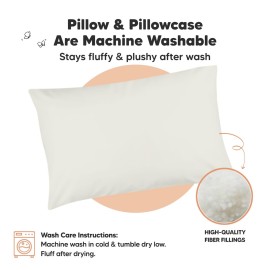 Toddler Pillow with Pillowcase - 13x18 My Little Dreamy Kids Travel Bed Pillows for Sleeping, Organic Cotton Small Pillowcase, Soft & Breathable, Machine Washable, Toddlers 2-5 Years Old (Pearl Gray)