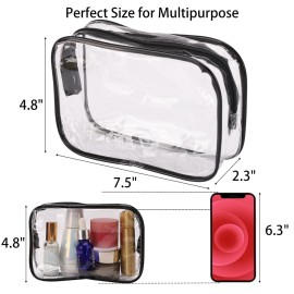 Tbestmax 10 Pcs Clear Cosmetic Bags Small Makeup Bags Portable Waterproof Travel Toiletry Bags Organizer Black, 7.5x 4.8x 2.3