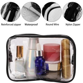 Tbestmax 10 Pcs Clear Cosmetic Bags Small Makeup Bags Portable Waterproof Travel Toiletry Bags Organizer Black, 7.5x 4.8x 2.3
