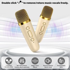 Mini Karaoke Machine, Portable Bluetooth Speaker with Microphone for Kids Singing Home Party, Christmas Halloween Kids Birthday Gifts, Music Toys for Girls Boys 3-12+ Years Old