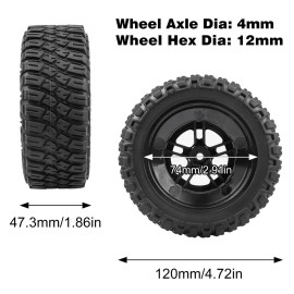 Aimrock RC 12mm Hex Wheels and Tires Pre-glued Combo for 1/10 Traxxas Slash Short Course Truck Upgrade Wheels,Pack of 4