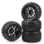 AIMROCK 12mm Hex RC Wheels & Tires Pre-glued 2.8 Tires Wheels for 1/10 Traxxas Stampede Hoss 2WD 4x4 VXL Redcat Volcano EPX Pro S30 Blackout XTE Monster Truck, 4-Pack