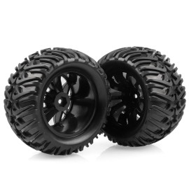 AIMROCK 12mm Hex RC Wheels & Tires Pre-glued 2.8 Tires Wheels for 1/10 Traxxas Stampede Hoss 2WD 4x4 VXL Redcat Volcano EPX Pro S30 Blackout XTE Monster Truck, 4-Pack
