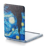 OMIRO 1X/3X Magnifying Mirror, Unique Painting Compact Mirror with Classical PU Leather, 2.4 W x 3.4 L (Starry Night)