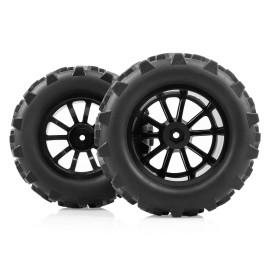 AIMROCK Pre-Glued RC 2.8 Wheels and Tires Set 12mm Hex Wheel for 1/10 Traxxas Stampede Hoss 2WD 4x4 Redcat Volcano RC Monster Truck, 4-Pack