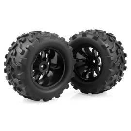 AIMROCK Pre-Glued RC 2.8 Wheels and Tires Set 12mm Hex Wheel for 1/10 Traxxas Stampede Hoss 2WD 4x4 Redcat Volcano RC Monster Truck, 4-Pack
