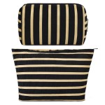 SOIDRAM 2 Pieces Makeup Bag Large Stripe Cosmetic Bag Capacity Canvas Mix Travel Toiletry Bag Organizer Cute Makeup Brushes Aesthetic Accessories Storage Bag for Women, Stripe Mix Black