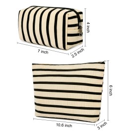SOIDRAM 2 Pieces Makeup Bag Large Stripe Cosmetic Bag Capacity Canvas Mix Travel Toiletry Bag Organizer Cute Makeup Brushes Aesthetic Accessories Storage Bag for Women, Stripe Mix White SOIDRAM 2 Pieces Makeup Bag Large Stripe Cosmetic Bag Capacity Canvas Mix Travel Toiletry Bag Organizer Cute Makeup Brushes Aesthetic Accessories Storage Bag for Women, Stripe Mix White