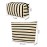 SOIDRAM 2 Pieces Makeup Bag Large Stripe Cosmetic Bag Capacity Canvas Mix Travel Toiletry Bag Organizer Cute Makeup Brushes Aesthetic Accessories Storage Bag for Women, Stripe Mix White
