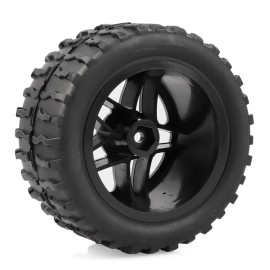 Acekeeps 4P 1/10 RC Monster Truck Tires and 5-Spoke Solid Wheels 12mm Hex OD 118mm for Traxxas Hoss Stampede Rustler HSP HPI Redcat Hosim RC Off-Road Car