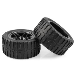 Acekeeps 4P 1/10 RC Monster Truck Tires and 5-Spoke Solid Wheels 12mm Hex OD 118mm for Traxxas Hoss Stampede Rustler HSP HPI Redcat Hosim RC Off-Road Car