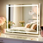 DASLAVA Hollywood Vanity Mirror with Lights 23 x 19 Large Vanity Mirror 10X Magnifying Compact Mirror 3 Colors Modes Touch Control Mirror with Lights