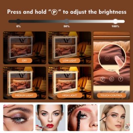 DASLAVA Hollywood Vanity Mirror with Lights 23 x 19 Large Vanity Mirror 10X Magnifying Compact Mirror 3 Colors Modes Touch Control Mirror with Lights