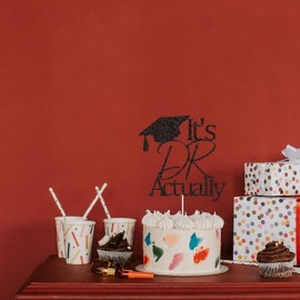 It\'s DR Actually Cake Topper, Future Doctor Cake Decorations, Class of 2024, Congrats Master Degree/Phd College Graduation Party Decor, Black Glitter